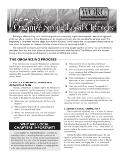 How to Organize Strong Local Chapters