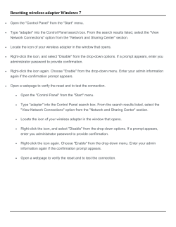 Resetting wireless adapter Windows 7