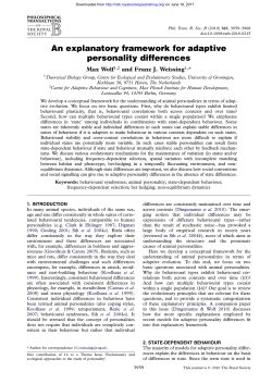 An explanatory framework for adaptive personality differences