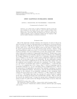 OPEN MAPPINGS INCREASING ORDER Introduction One of the