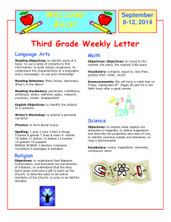 Third Grade Weekly Letter - St. Ignatius Martyr School