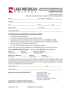 APPLICATION FOR ADMISSION to the SUMMER 2018 ENTRY