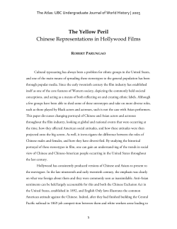 The Yellow Peril Chinese Representations in Hollywood Films