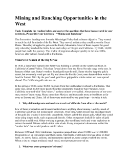 Mining and Ranching Opportunities in the West