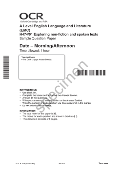 Unit H474/01 - Exploring non-fiction and spoken texts