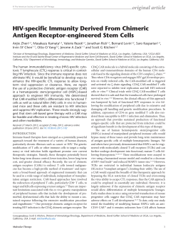 HIV-specific Immunity Derived From Chimeric Antigen