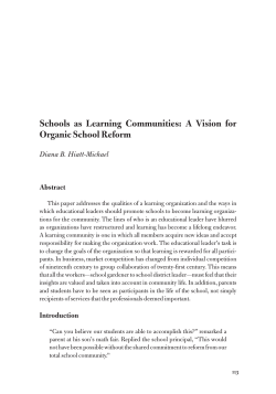 Schools as Learning Communities: A Vision for Organic