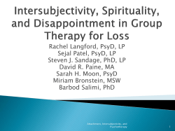 Attachment Theory, Intersubjectivity and Psychotherapy: