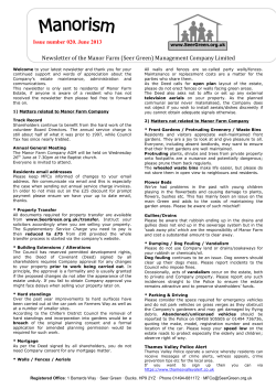 Newsletter of the Manor Farm (Seer Green) Management Company