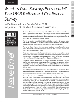 What is Your Savings Personality? The 1998 Retirement Confidence