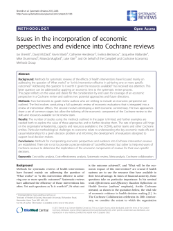 Issues in the incorporation of economic perspectives and evidence
