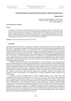 Factors Motivating Young South African Women to Become