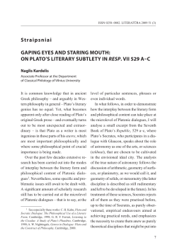 Straipsniai GapING EYES aNd STaRING MOUTh: ON plaTO`S