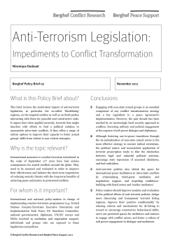 Effect of anti-terrorism legislation on peace processes: