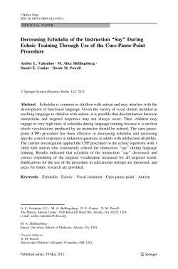 Decreasing Echolalia of the Instruction ``Say`` During Echoic Training