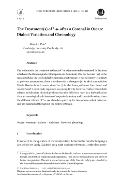 The Treatment(s) of * -u- after a Coronal in Oscan: Dialect Variation
