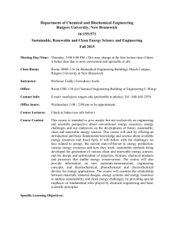 Department of Chemical and Biochemical Engineering Rutgers