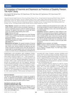 A Comparison of Insomnia and Depression as Predictors