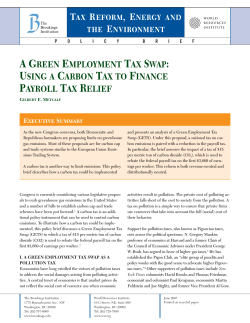 A Green Employment Tax Swap: Using A Carbon Tax to Finance