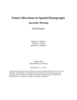 Future Directions in Spatial Demography Specialist Meeting