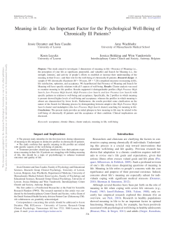 Meaning in Life: An Important Factor for the Psychological Well