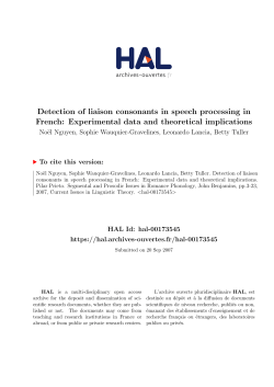 Detection of liaison consonants in speech processing in - Hal-SHS