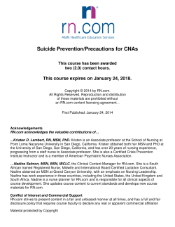Suicide Prevention/Precautions for CNAs