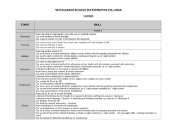 JUNIOR SCHOOL MATHS PROGRAMME – Year 3 Syllabus