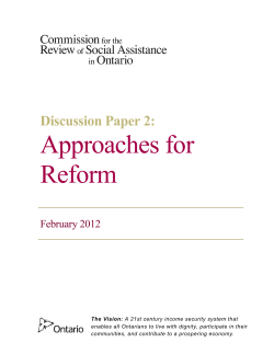 Social Assistance in Ontario: Approaches for Reform (working title)