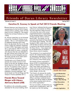 Caroline B. Cooney to Speak at Fall 2012 Friends Meeting Friends