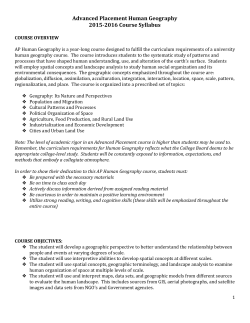 Advanced Placement Human Geography 20152016 Course