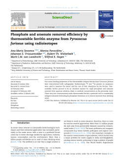 Phosphate and arsenate removal efficiency by thermostable ferritin