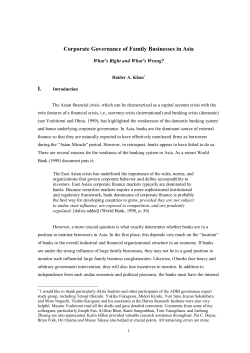 Corporate Governance of Family Businesses in Asia I.