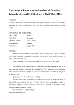 Experiment 6: Preparation and Analysis of Potassium