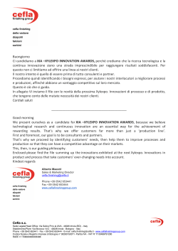 Buongiorno Ci candidiamo a XIA &ndash;XYLEXPO INNOVATION