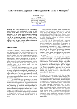 An Evolutionary Approach to Strategies for the Game of Monopoly