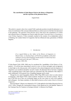 The contribution of John Rupert Firth to the history of linguistics and