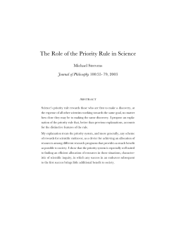 The Role of the Priority Rule in Science