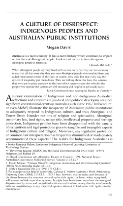a culture of disrespect: indigenous peoples and australian