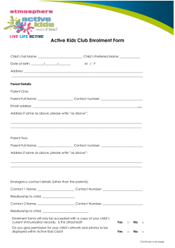 Active Kids Club Enrolment Form - Atmosphere Health and Fitness