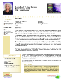 Come Back To Your Senses Leah Brenda Smith