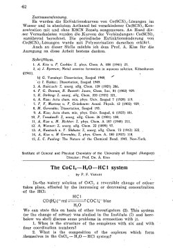 The CoCl2 &mdash;H2 0&mdash;HC1 system