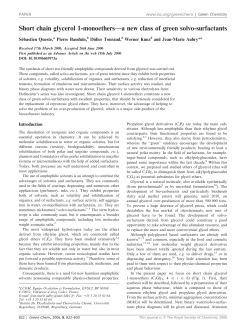 Short chain glycerol 1-monoethers&mdash;a new class of green solvo