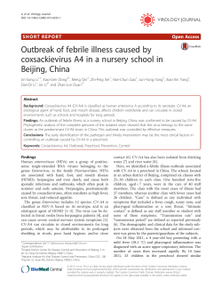 Outbreak of febrile illness caused by coxsackievirus A4 in a nursery