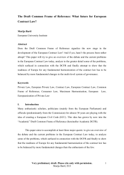 The Draft Common Frame of Reference: What future for European