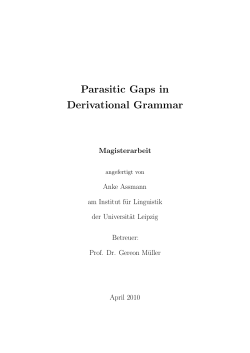 Parasitic Gaps in Derivational Grammar