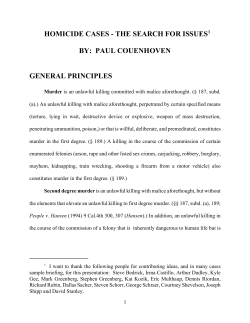 homicide cases - the search for issues1 by: paul couenhoven