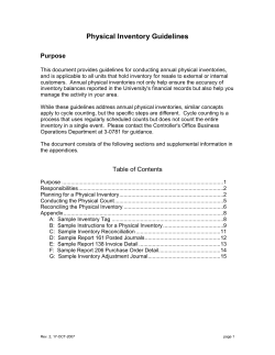 Physical Inventory Guidelines