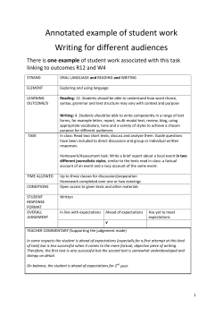 Annotated example of student work Writing for different audiences