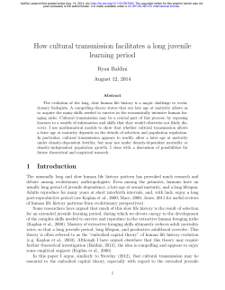 How cultural transmission facilitates a long juvenile learning period